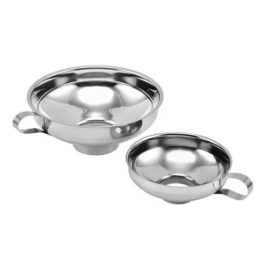 2pcs Stainless Steel Wide Mouth Funnel Large Bore Oil Drain Household Funnel Set