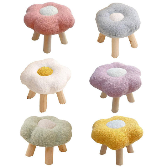 Small Flower Short Stool for Entryway or Living Room Shoe Bench or Footrest - Blue - Mekamart Australia