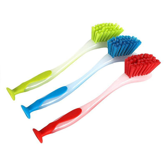 Multi Functional Long Handle Cleaning Brush Vertical Suction Kitchen Brush - Red