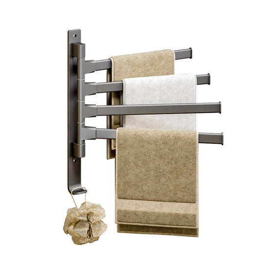 Rotating Towel Rack Wall Mounted Bathroom Shelf Multi Rod Swivel Towel Holder - Mekamart Australia