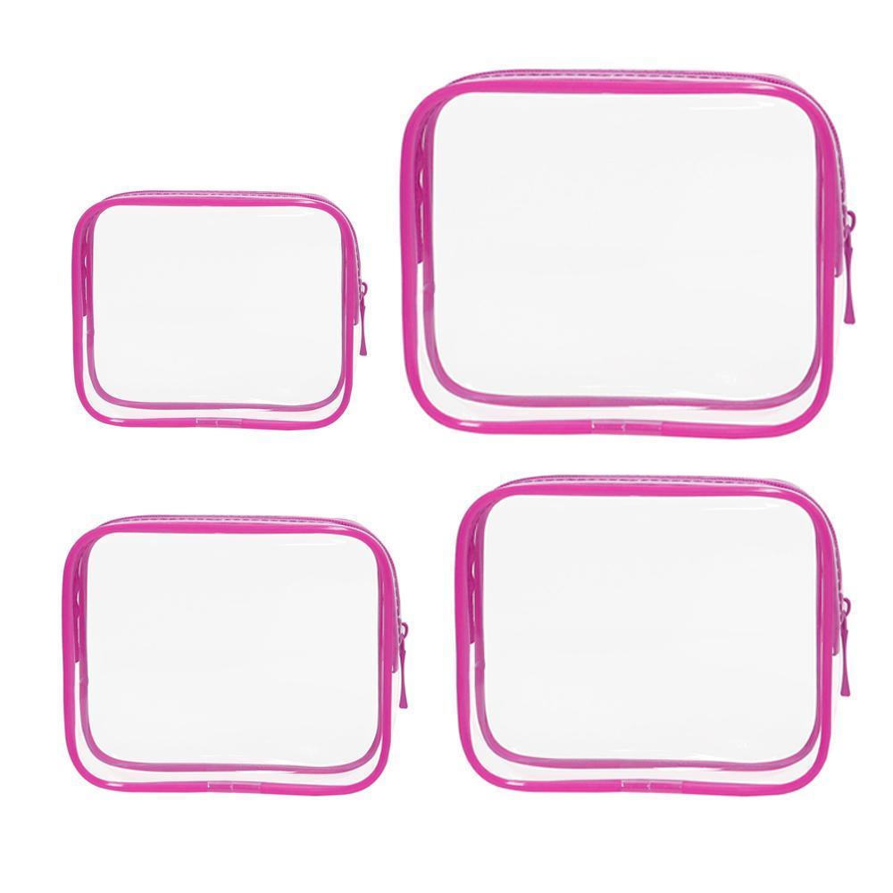 4pcs Durable PVC Cosmetic Bags Easy to Clean Multiple Sizes and Colours 9 Shades - 4pcs-Coffee