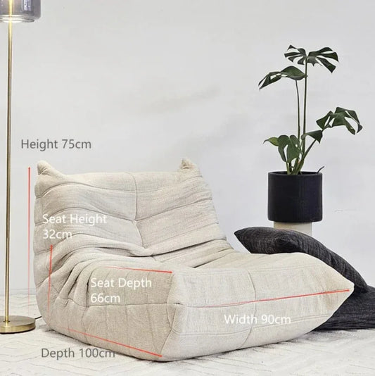 Vacuum-Packed, Comfy Mid Century Togo Lounge Sofa Modern Backrest White Corduroy Armless Retro Decorative Cozy Seat for Indoor - Mekamart Australia