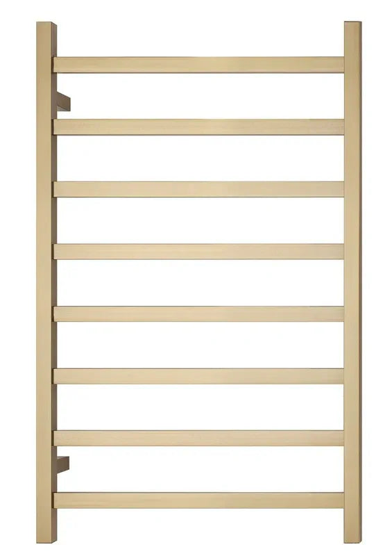 Premium Brushed Gold Heated Towel Rack - 8 Bars, Square Design, AU Standard, 1000x620mm Wide - Mekamart Australia