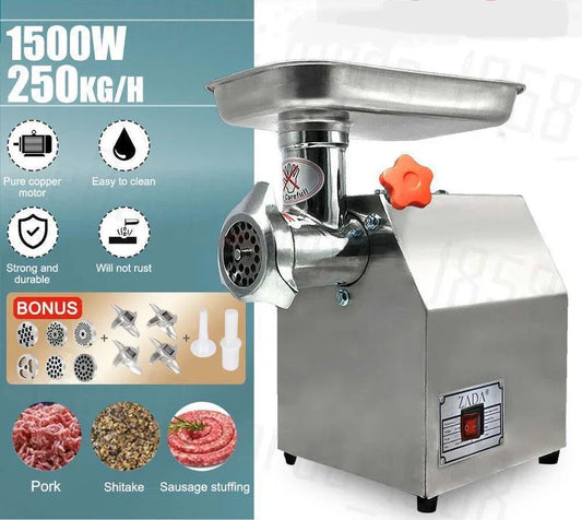 1.63HP Commercial Meat Mincer- Electric Grinder & Sausage Maker Filler 1200W - Mekamart Australia