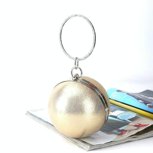 Chic Round Ball Clutch for Evening Events - Silver - Mekamart Australia