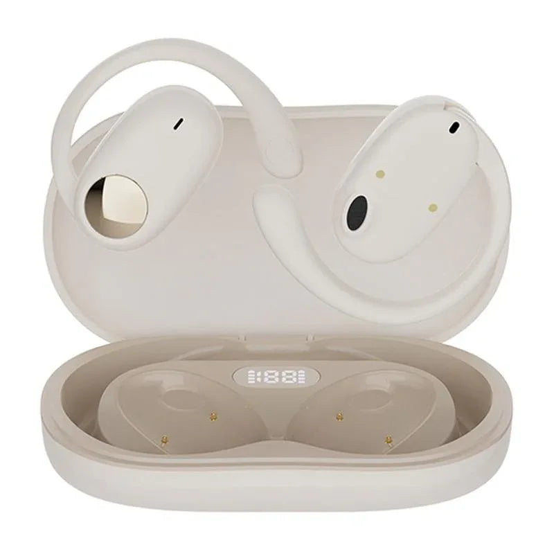 Wireless Dual-mic Bluetooth Earphones with Noise Reduction and Led Display - Skin-Colour - Mekamart Australia