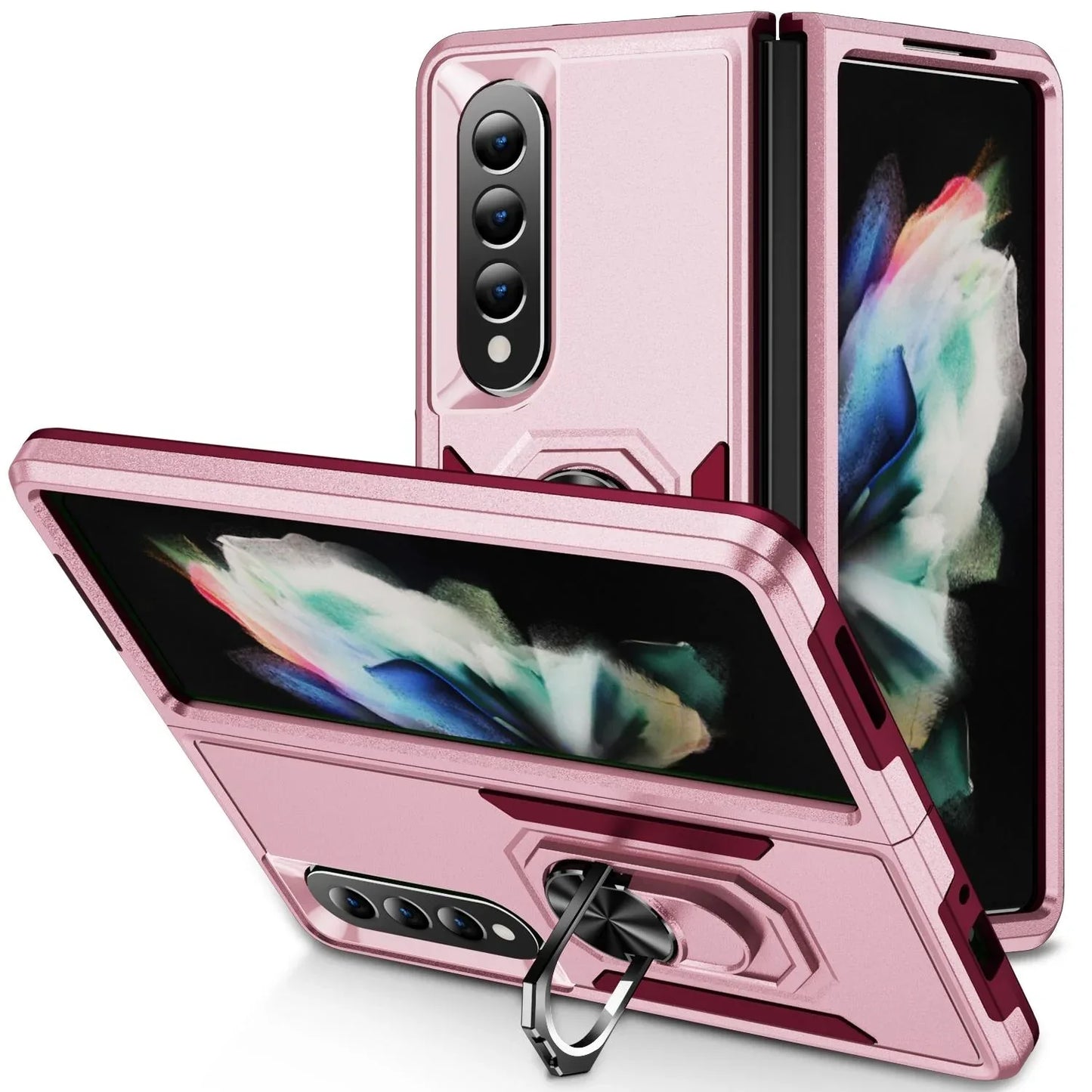 For Samsung Galaxy Z Fold4 5G Shockproof Case With Holder - Pc Tpu - Black - Mekamart Australia