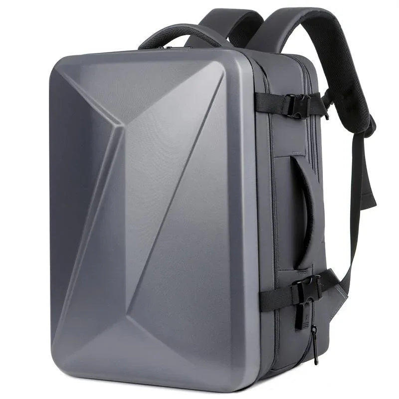 Waterproof Expandable Hard Shell Backpack with Usb Charging - Large Capacity Black - 161 Dark Gray - Mekamart Australia