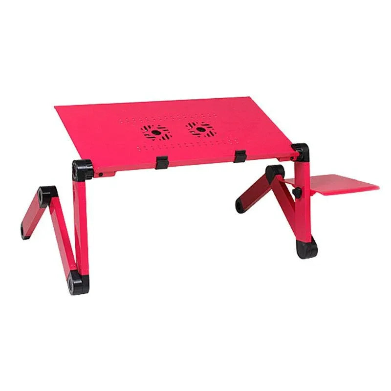 Adjustable Foldable Laptop Stand with Fans & Mouse Pad - Portable Aluminum - Red - Mekamart Australia