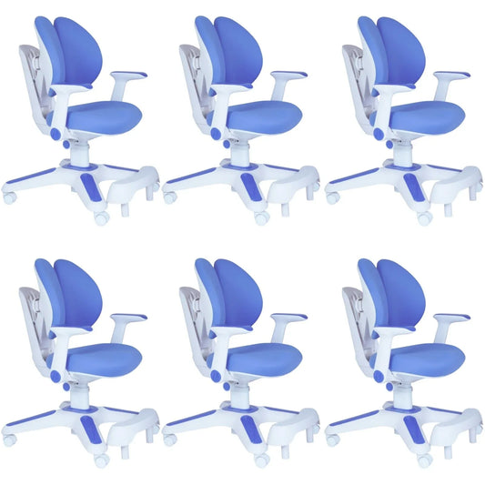 Ergonomic Children Kids Study Chair Set of 6 Height Adjustable - Blue - Mekamart Australia