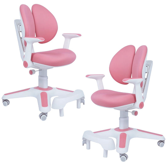 2x Ergonomic Children Kids Study Chairs Height Adjustable - Pink