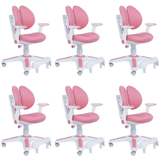 6x Ergonomic Children Kids Study Chairs Height Adjustable - Pink - Mekamart Australia
