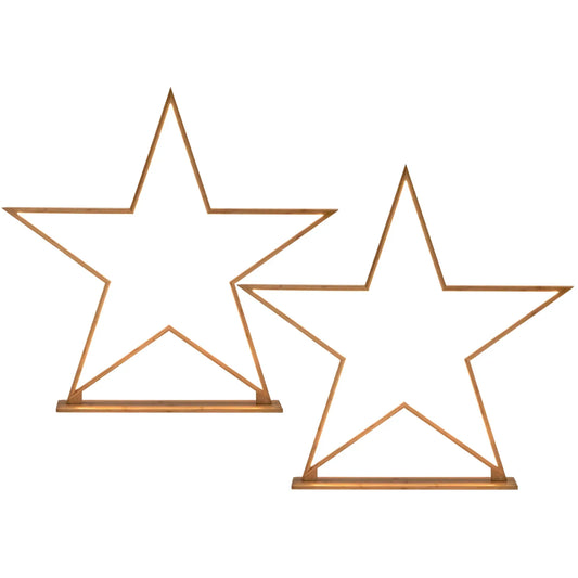2x Large Bamboo Star w/ LED Strip Table Lamp Light Modern Minimalist Decor - Natural - Mekamart Australia