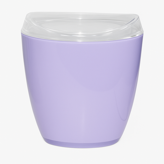 Oval Swing Top Waste Rubbish Bin Acrylic Lightweight Compact Bathroom Office in Purple