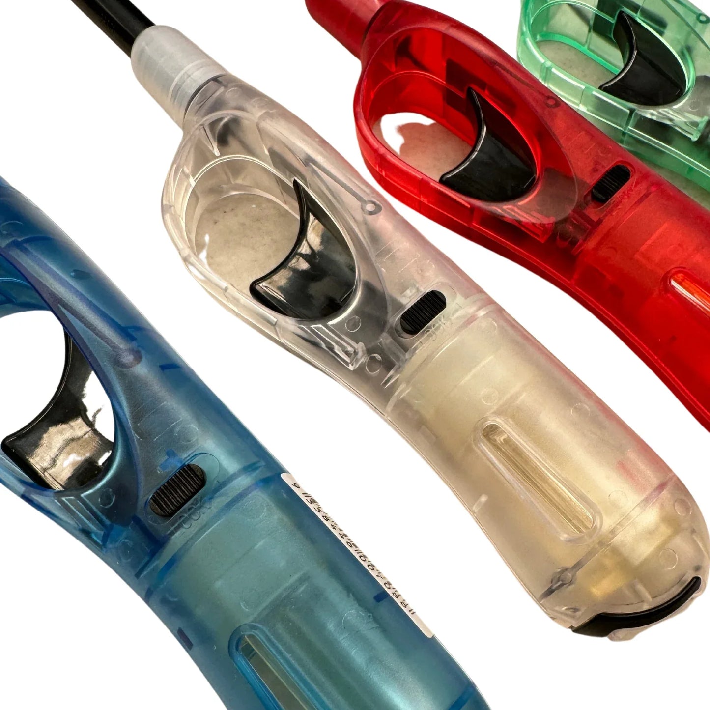 1x Clear Long Gas Lighter for BBQ Kitchen Cigarette w/ Safety Lock - Assorted Colours - Mekamart Australia