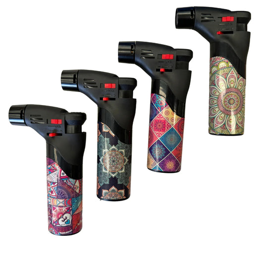 1x Jet Gas Lighter Torch Gun Gas w/ Refillable Butane & Safety Lock - Assorted Colours - Mekamart Australia