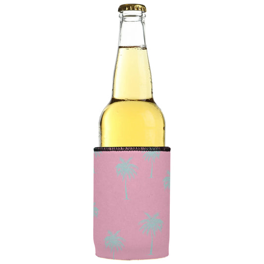 Palm Trees Aqua Pink Stubby Cooler - Standard - Mekamart Australia