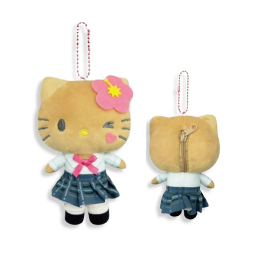 Sanrio Hello Kitty Tan Uniform Plush Mascot Keychain - Mekamart Australia