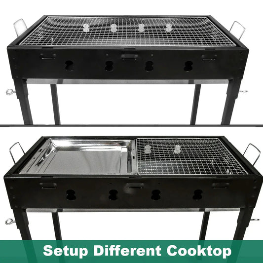Large Portable Charcoal Outdoor BBQ Barbecue Grill Set - Mekamart Australia