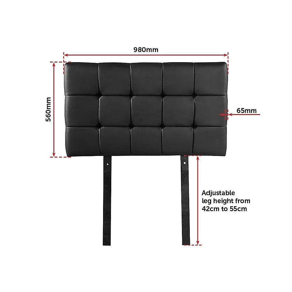 PU Leather Single Bed Deluxe Headboard Bedhead - Black - Mekamart Australia