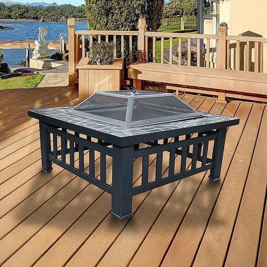 18" Square Metal Fire Pit Outdoor Heater - Mekamart Australia
