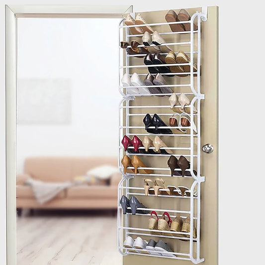 36 Pair Shoe Holder Organiser Over The Door Hanging Shelf Rack Storage Hook - Mekamart Australia