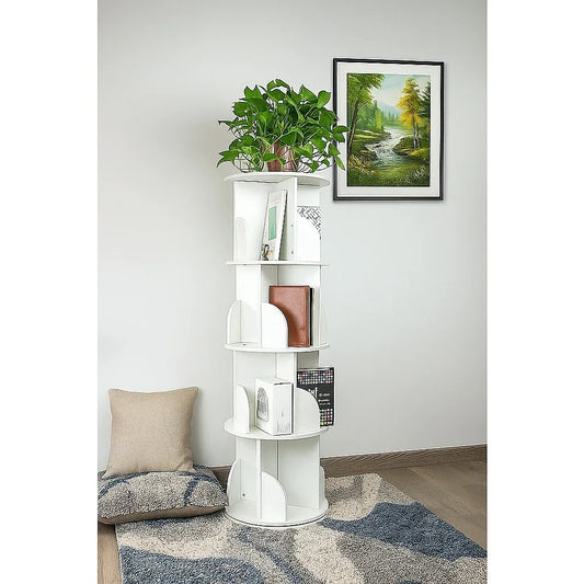 360-degree Rotating 4 Tier Display Shelf Bookcase Organiser - Mekamart Australia