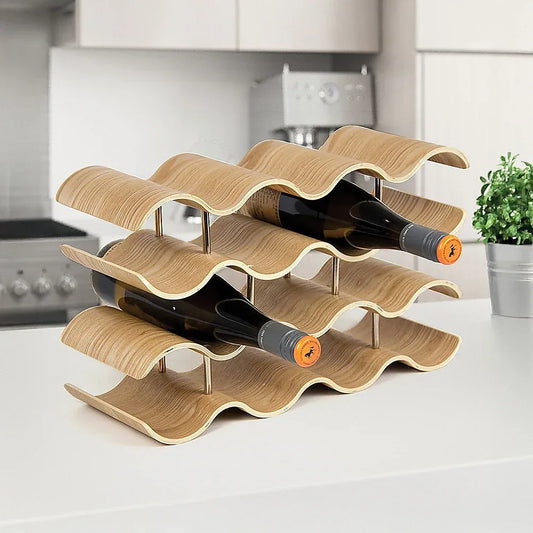 Wooden Wave Wine Rack/Creative Home Grape Wine Holder Shelf Cabinet/Bottle Rack - Mekamart Australia