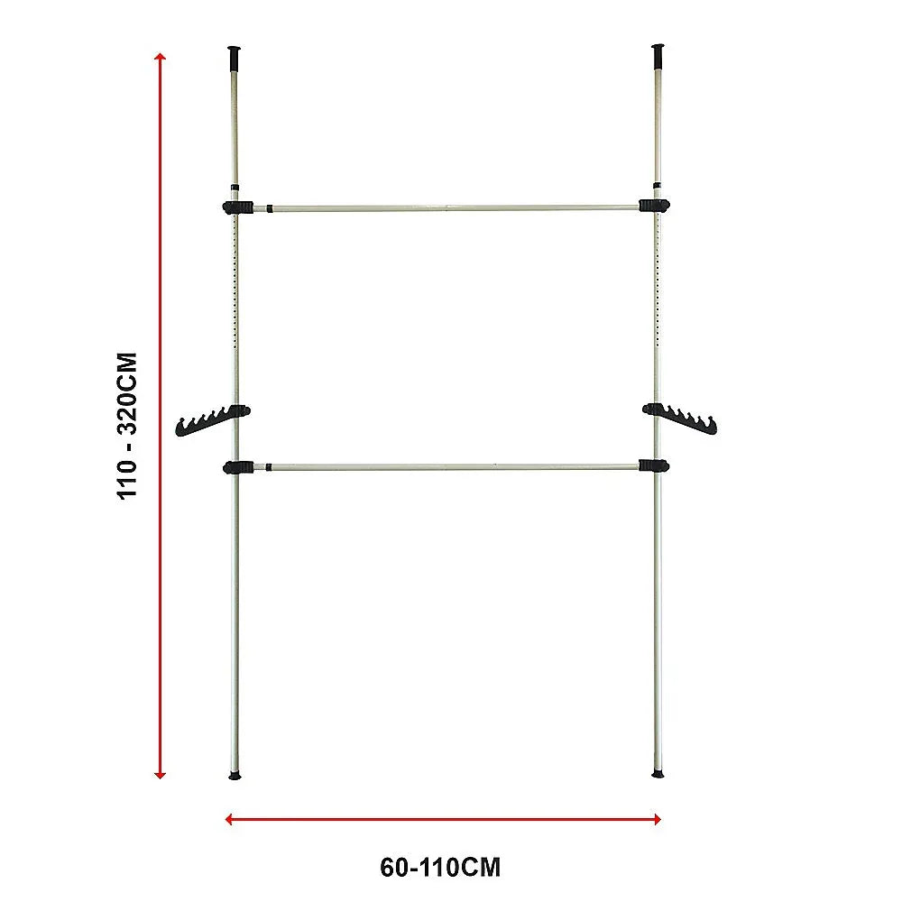 Heavy Duty Adjust Clothes Rail Storage Garment Shelf Hanging Display Stand Rack - Mekamart Australia