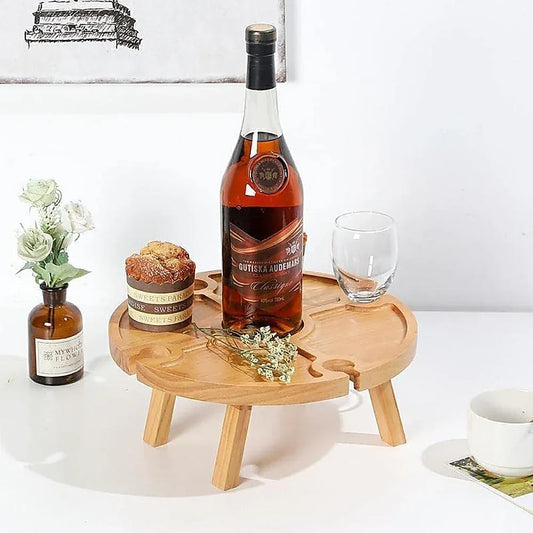 Outdoor Picnic Table Wooden Portable Folding Mini Wine Rack Picnic Table - Mekamart Australia