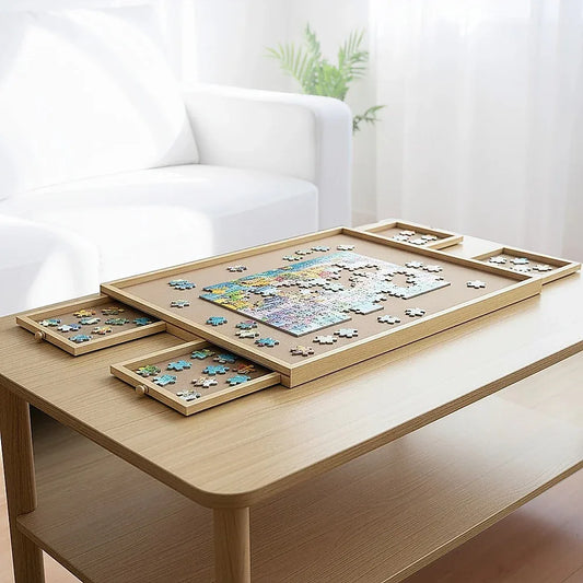Wooden Jigsaw Puzzle Table Board Storage Table Tray Puzzle For Adult Kid - Mekamart Australia