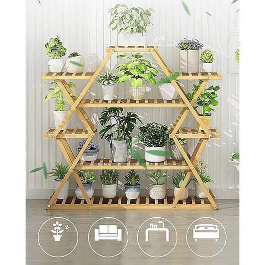 Bamboo Multilayer Flower Plant Bonsai Rack Shelf Stand Porch Lawn Patio - Mekamart Australia