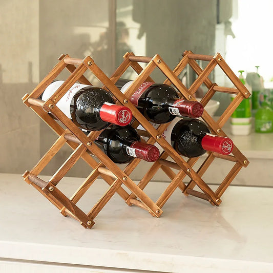 Wooden Wine Rack Freestanding 10 Bottles Countertop Storage - Mekamart Australia