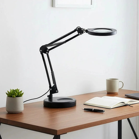 10X Magnifying Glass Desk Light Magnifier LED Lamp Reading Lamp With Base - Mekamart Australia