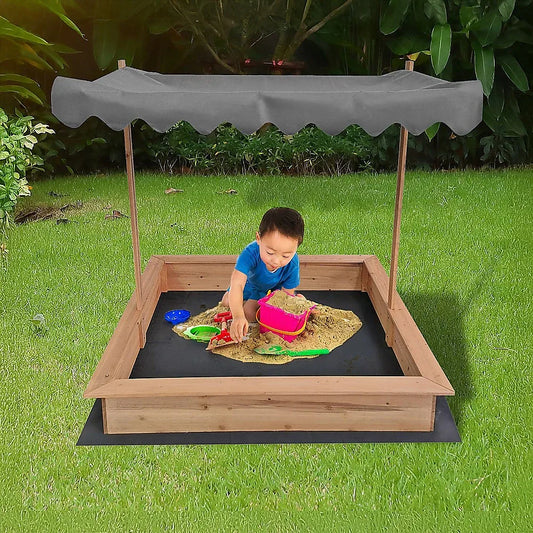 Kids Wooden Toy Sandpit with Adjustable Canopy - Mekamart Australia