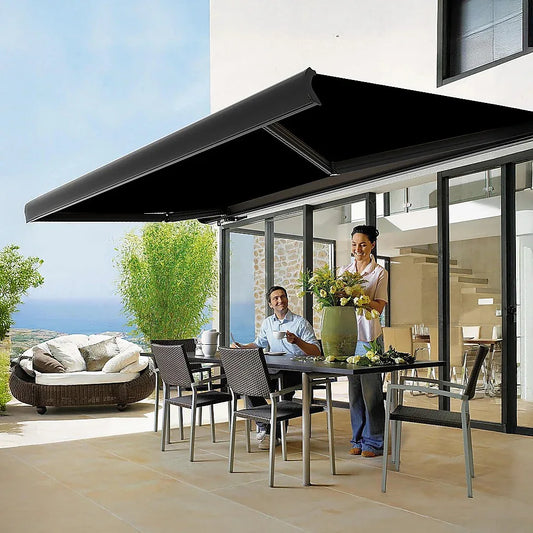 5.0m x 3.0m Retractable Folding Arm Awning Heavy Duty Full Cassette Motorised - Mekamart Australia
