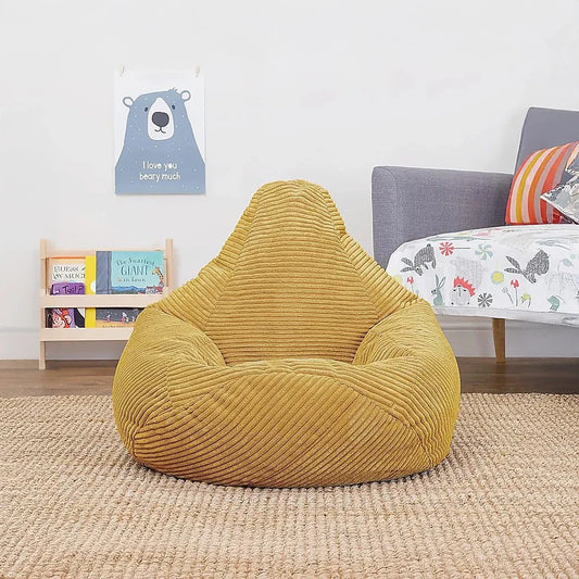Jumbo Cord Beanbag Chair Cover Unfilled Large Bean Bag - Mustard - Mekamart Australia