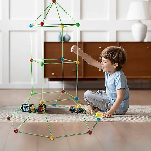 217pcs Kids Construction Fort Building Kit Castles 3D Play House Tent Toys - Mekamart Australia