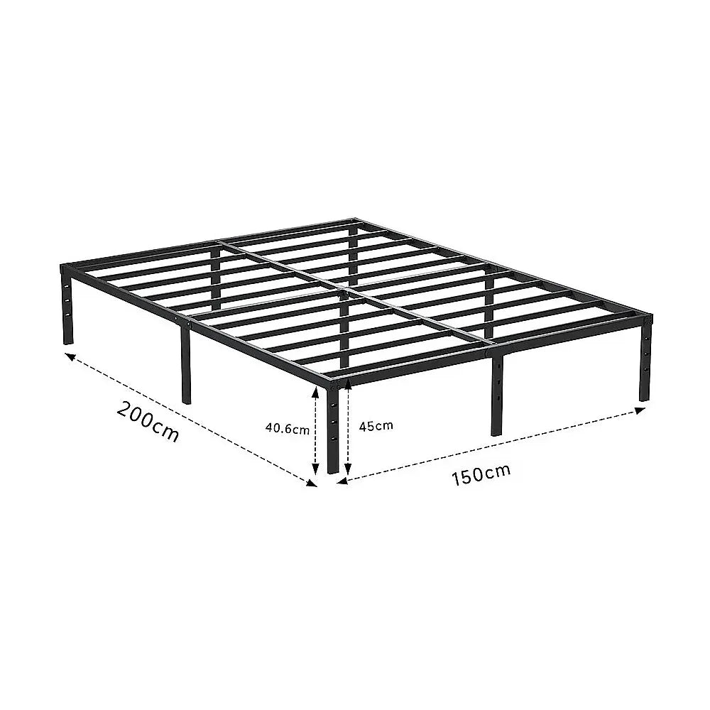 Queen Metal Bed Frame 45cm High – Full Steel Base Platform - Mekamart Australia