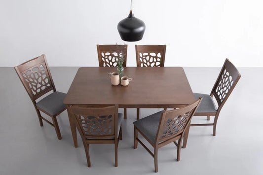 ALLEGRO Dining Table + 6x ASBEL Dining Chair - 7 Piece Dining Set - Cocoa - Mekamart Australia