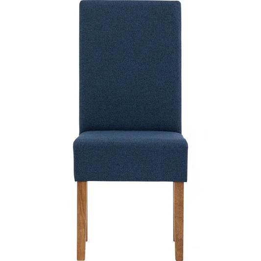 Mesi Dining Chair x2 - Natural Colour Legs Blue Colour Challis Fabric Upholstery - Mekamart Australia