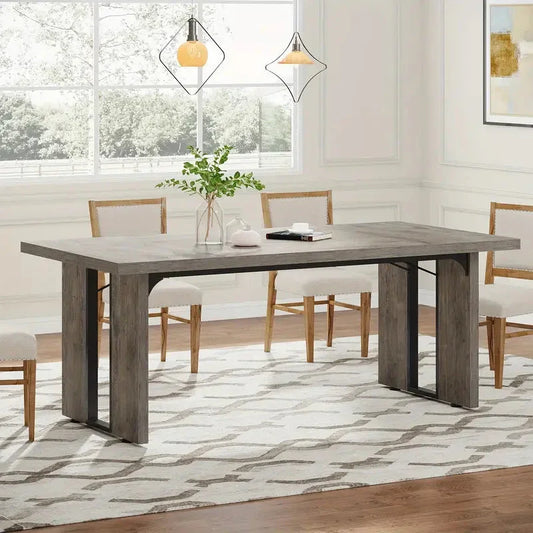 NNETMLT Rustic Rectangular Dining Table - Mekamart Australia