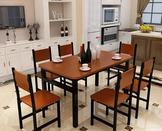NNECN Wood & Steel Dining Set (Oak & Black) - Mekamart Australia