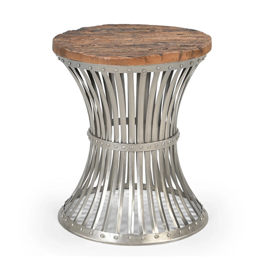 INVERTED WOOD AND IRON SIDE TABLE - Mekamart Australia