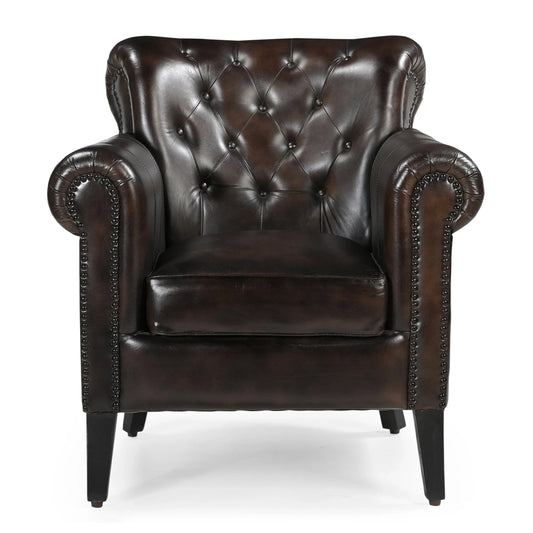 CHOCOLATE LEATHER ARMCHAIR - Mekamart Australia