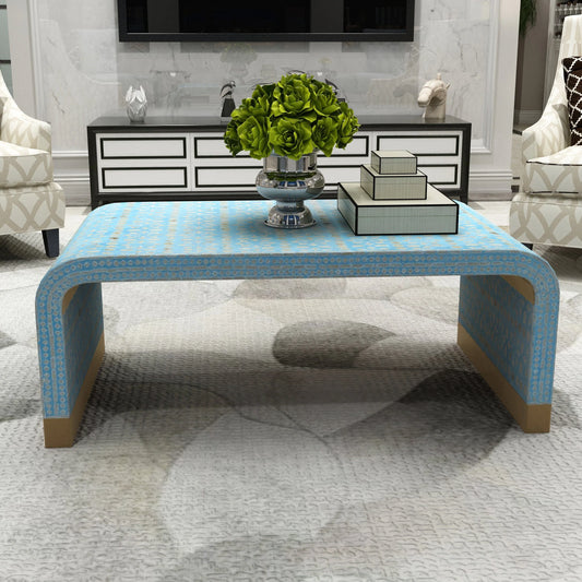 MOTHER OF PEARL MEDITERRANEAN BREEZE LOW PROFILE COFFEE TABLE - Mekamart Australia