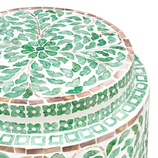 MIRANDA CYLINDER TURQUOISE SHELL INLAY TABLE/STOOL - Mekamart Australia