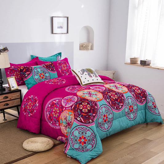 Aesthetic Glow Floral 3‑Piece Comforter Set with Matching Shams