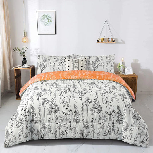 Charming Autumn Warm oranage 3 Pc Comforter & Pillow Cover Set - Mekamart Australia