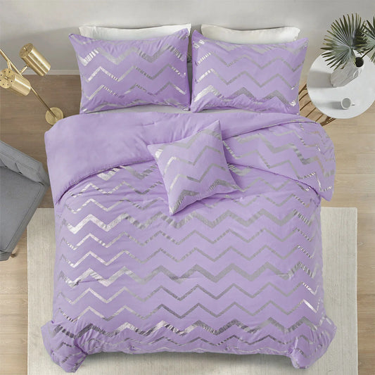 Soft Purple Comforter Set, King Size, Cozy 3-Piece Bedding with Pillowcases - Mekamart Australia